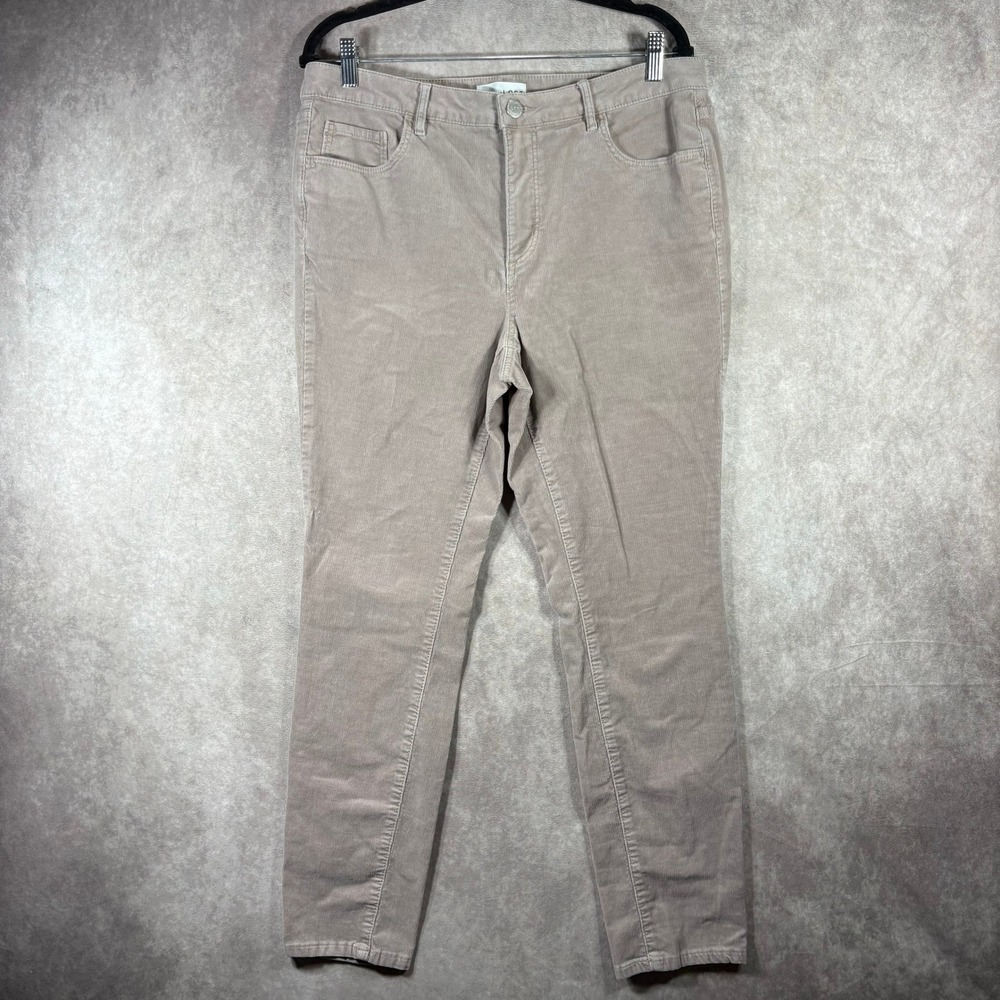 LOFT Corduroy Pants Women 12/31 Gray Curvy Straight High Rise Stretch Neutral